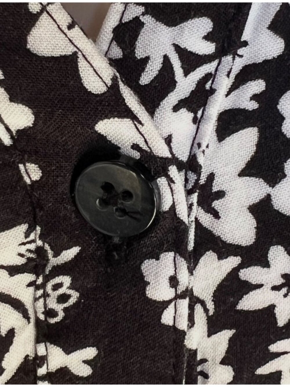 Croft & Barrow Dress Size PXL Black & White Button Down Tie Belt Floral Career - Picture 13 of 13
